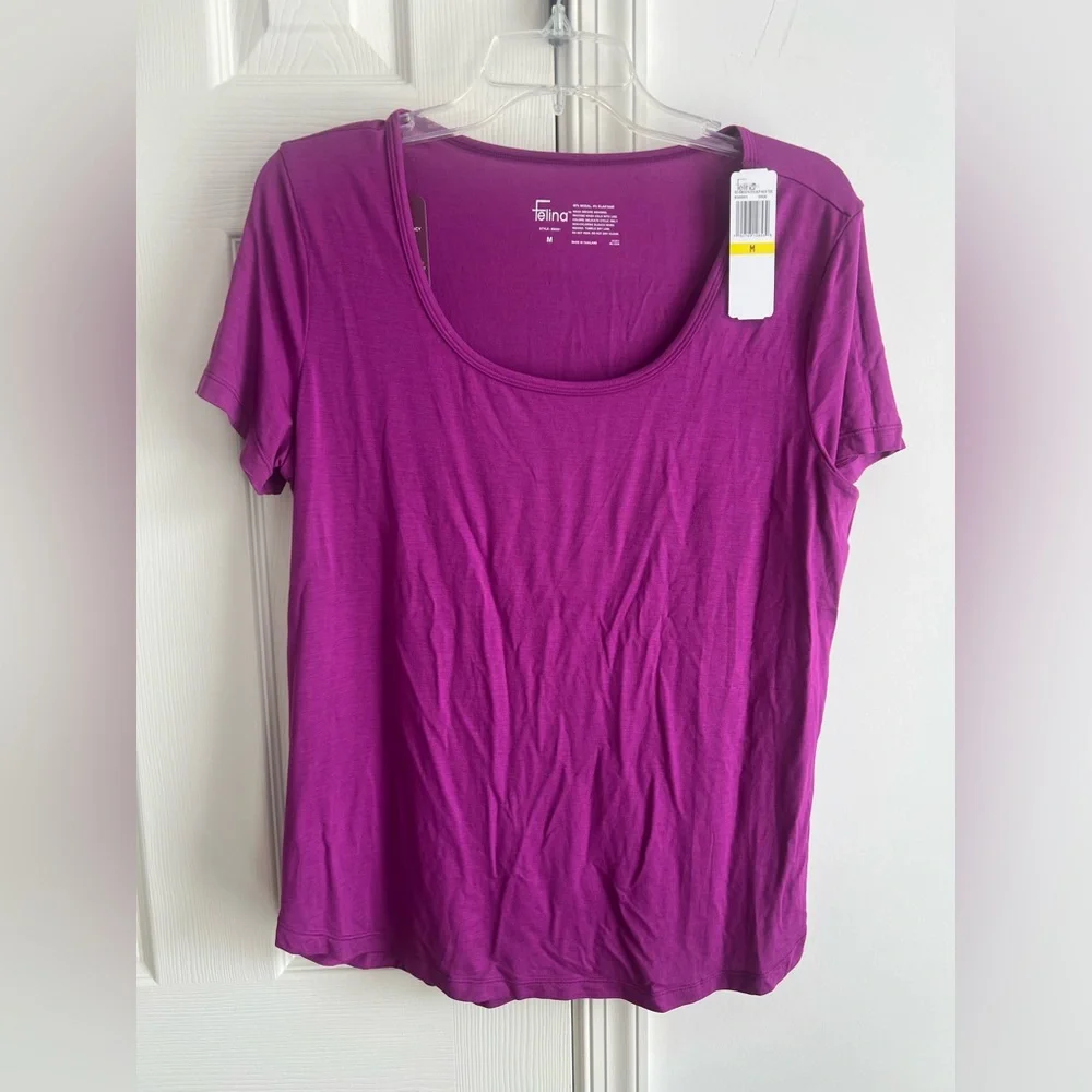 Felina Women's set of 2 navy blue & Purple sleep tees M - Picture 3 of 9